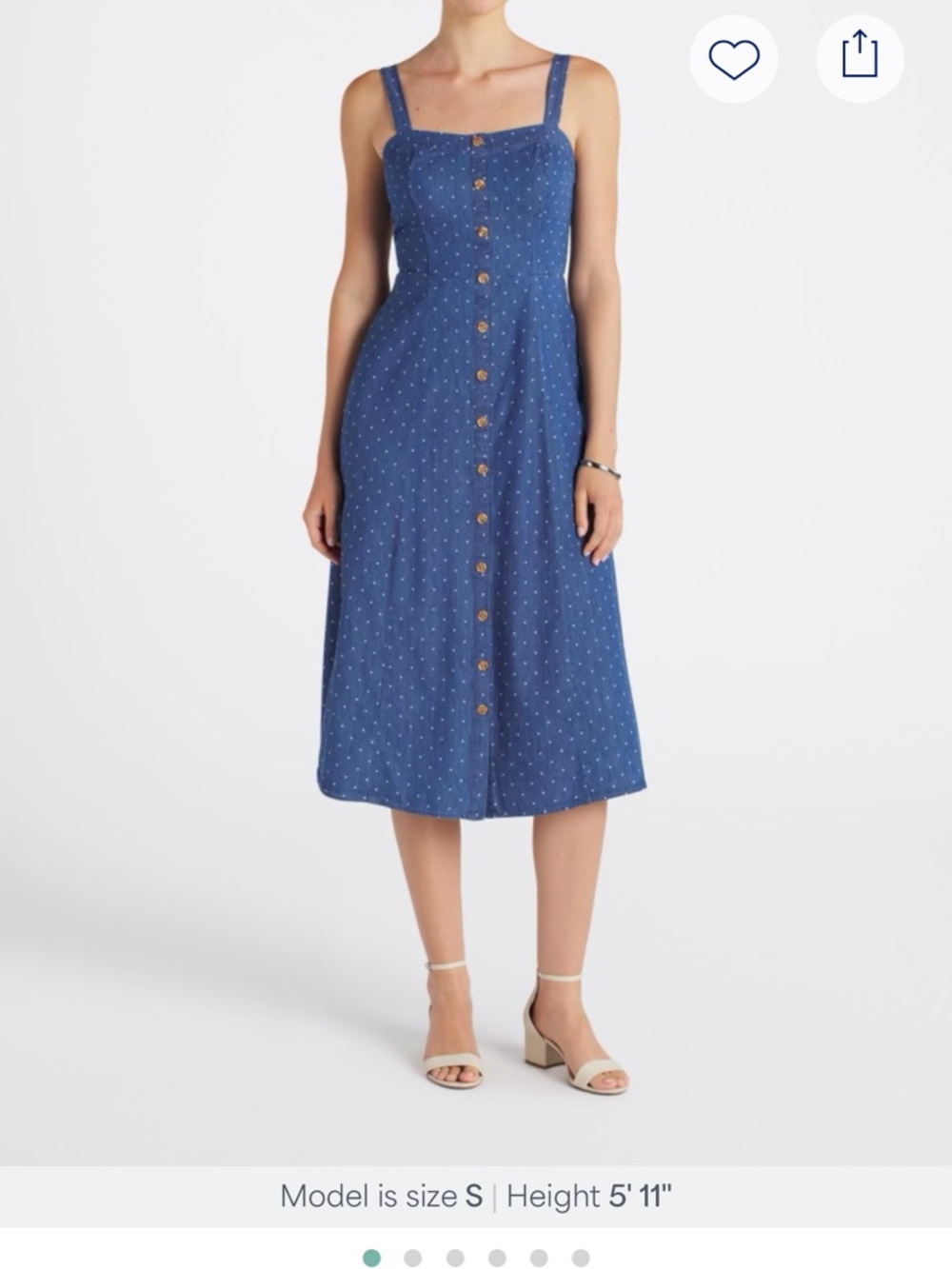 Market & Spruce Blue Polka Dot Button-Front Midi Dress